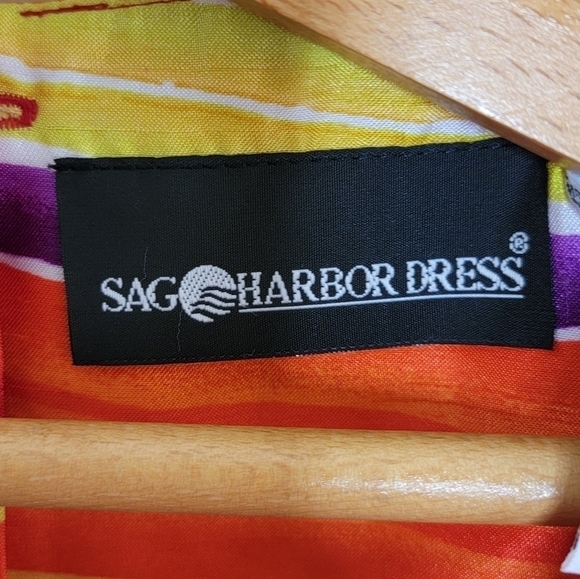 Sag Harbor | Sunset Striped Short Sleeve Button Back Structured Top Size 14 - Picture 6 of 6